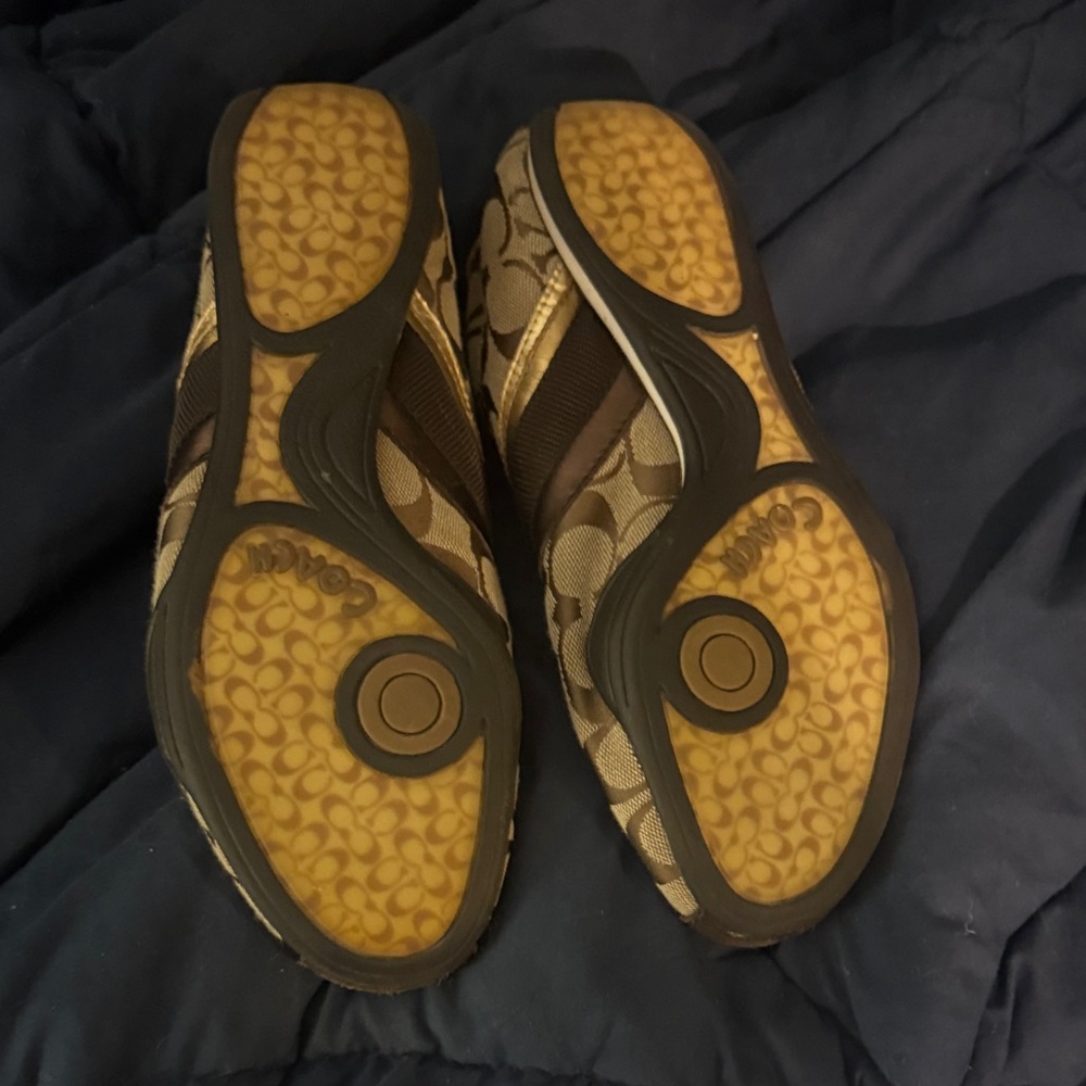 Coach Tan and Gold Patterned Sneakers - Picture 3 of 3
